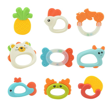 Buodes Toys for 2 + Year Old Girl Toys for 2 Year Old 9-piece Baby Rattle Soothing Toy Baby Holding Rattle Newborn Teether Set Gift Box