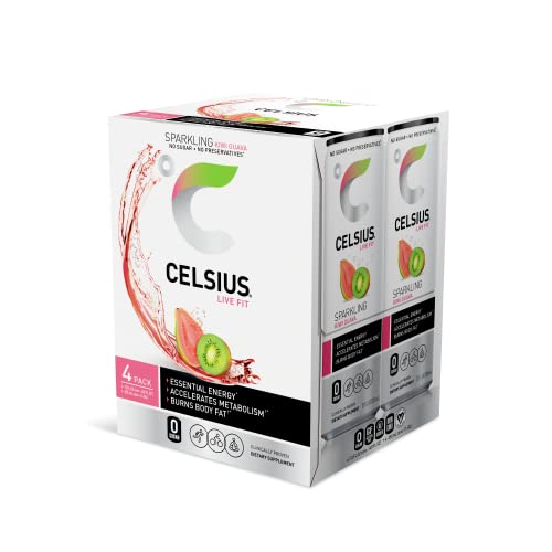 CELSIUS Essential Energy Drink 12 Fl Oz, Sparkling Kiwi Guava (Pack of 24) thumbnail