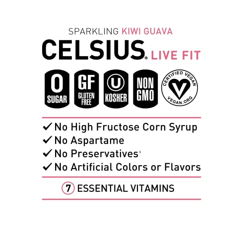 CELSIUS Essential Energy Drink 12 Fl Oz, Sparkling Kiwi Guava (Pack of 24) thumbnail