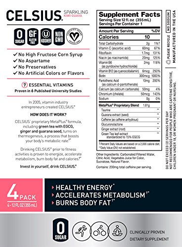CELSIUS Essential Energy Drink 12 Fl Oz, Sparkling Kiwi Guava (Pack of 24) thumbnail