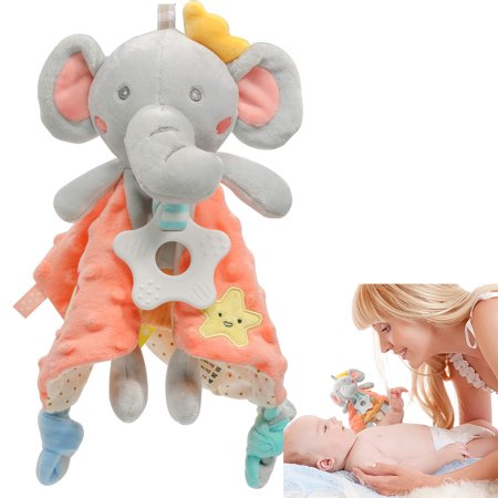 EIMELI Baby Comfort Security Taglet Blanket Soft Appease Towel with Colorful Tags Lovey Plush Animal Toys Blankets for Unisex Newborn Toddlers Infant 