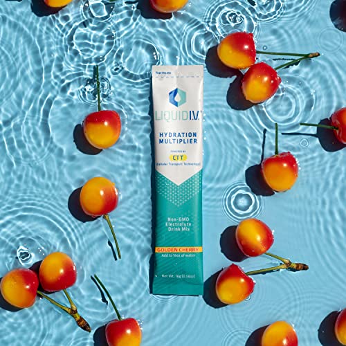Liquid I.V. Hydration Multiplier - Golden Cherry - Hydration Powder Packets | Electrolyte Drink Mix | Easy Open Single-Serving Stick | Non-GMO | 16 St thumbnail