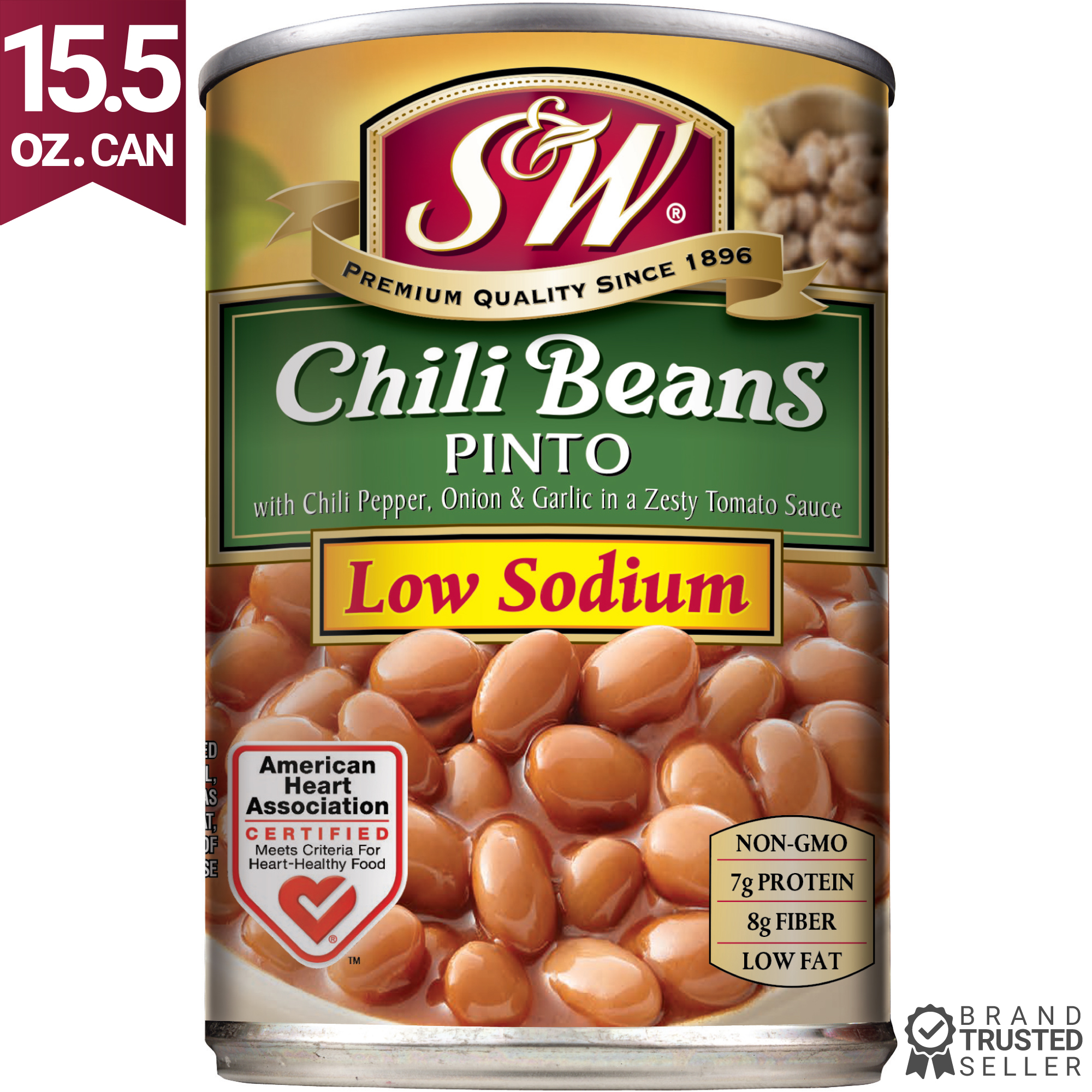 S&W Pinto Chili Beans - Low Sodium - 15.5 Oz. Can