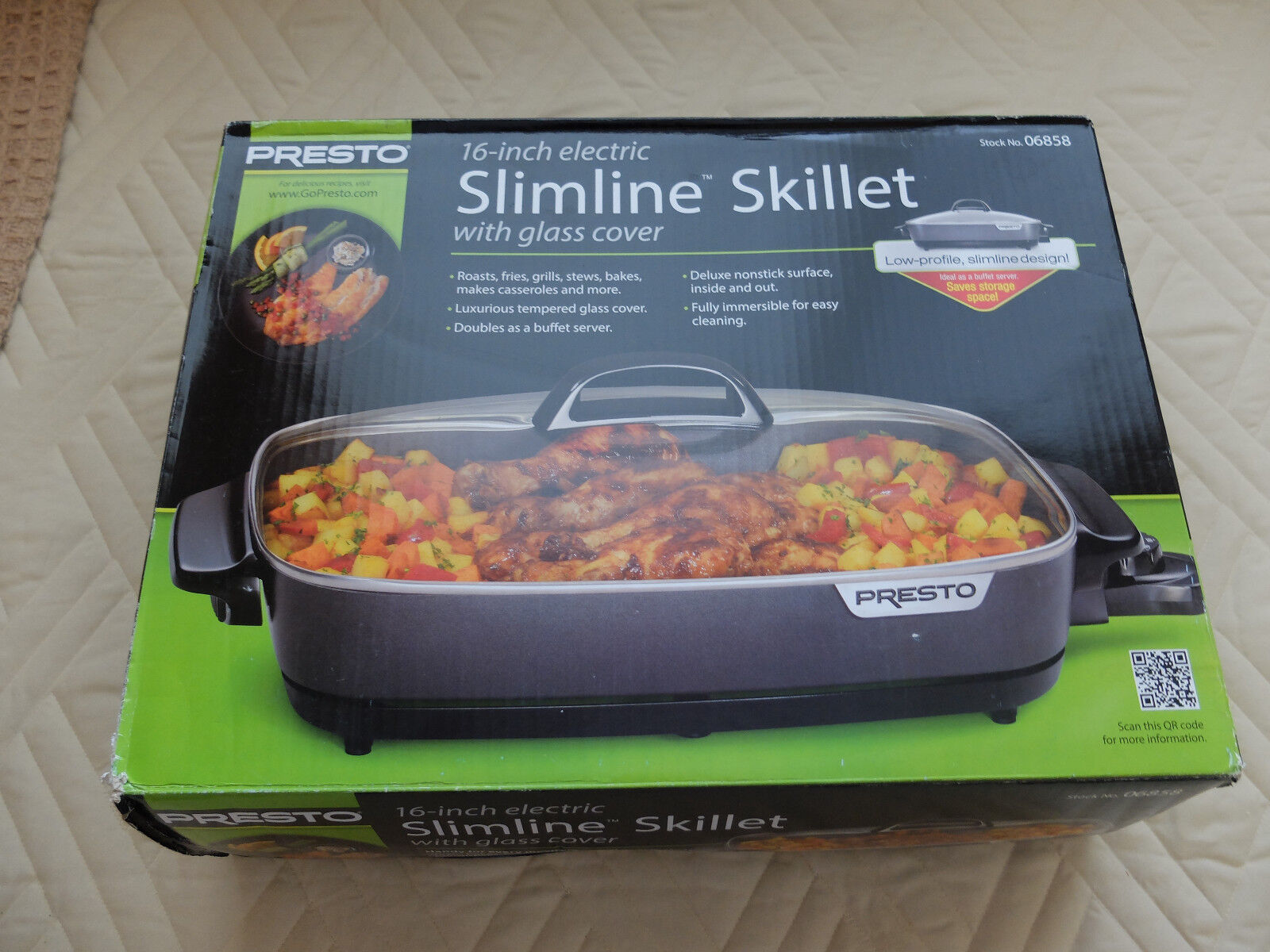 Presto 06858 16” Slimline Skillet with Glass Cover, Black