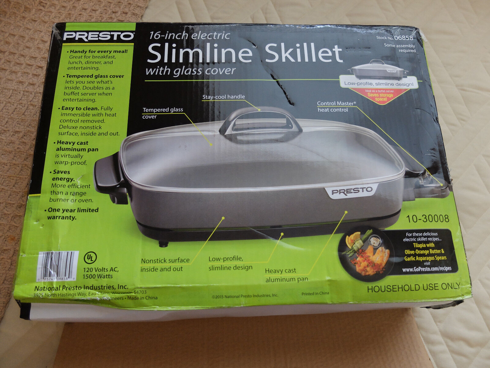Presto 06858 16” Slimline Skillet with Glass Cover, Black thumbnail