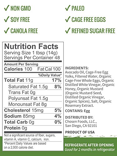 Chosen Foods Mayo 100% Avocado Oil Keto Classic 24 Fl Oz