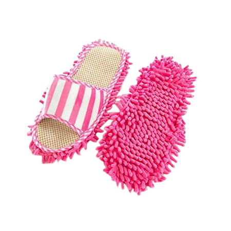Coral Velvet Striped Machine Washable Slippers Chenille Linen Mopping Slippers - Coral Velvet Striped a#1507