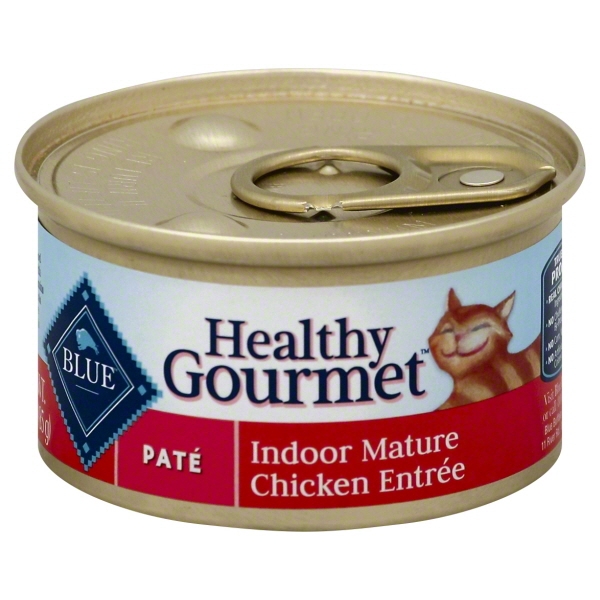 Blue Buffalo Healthy Gourmet Pate Chicken Entree Indoor Mature Canned Cat Food, 3-oz, Case of 24