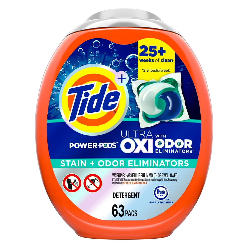 Tide Power PODS Odor Defense + Oxi Laundry Detergent Pacs  Original Scent  63 Count