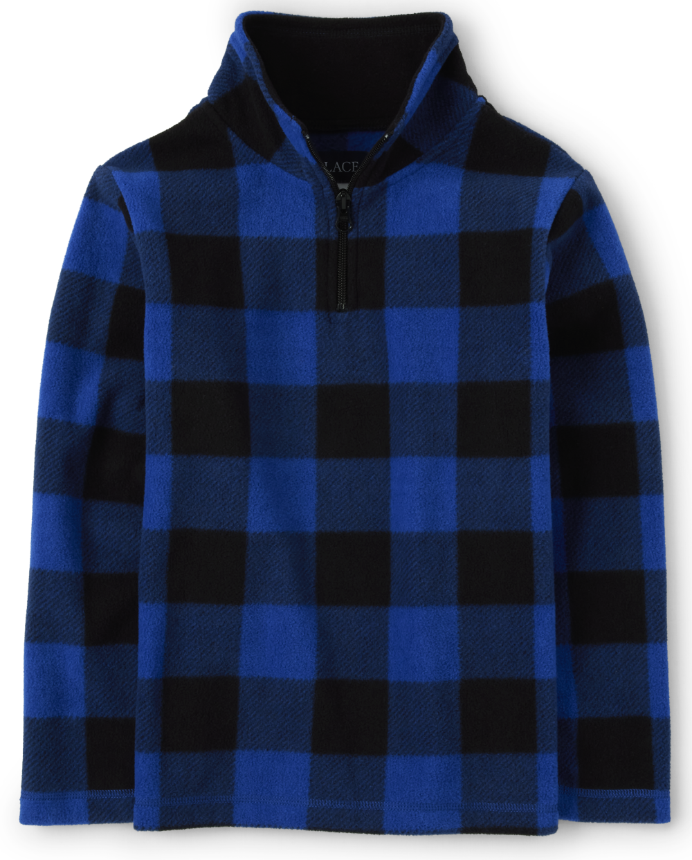 The Children's Place Kids Buffalo Plaid Glacier Fleece Half Zip Pullover | Size Small (5/6) | Blue | 100% Polyester Microfleece