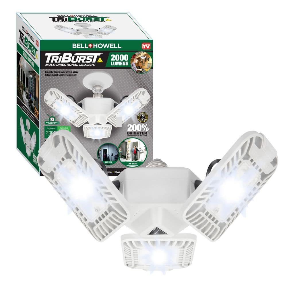 Bell+Howell TriBurst Garage Lighting Multi-Directional Triple Panel Light for Indoor and Outdoor Garage Light