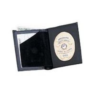 Strong Leather Compact Badge Wallet - Book Style, Black - 79640-4962