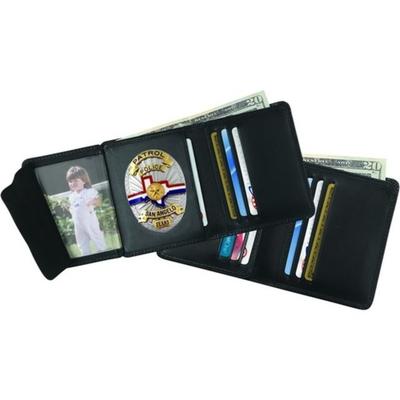 Strong Leather Hidden Badge Wallet - Dress, Black - 79520-9332