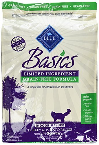 Blue Buffalo Basics Turkey & Potato Recipe for Cats Indoor Mature-Grain Free Dry Cat Food, 11 Lb Bag by Blue Buffalo