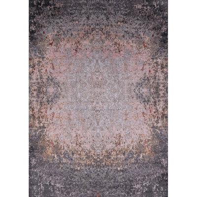 Black/Gray/White Area Rug - Bungalow Rose 100% Machine Washable Midcentury Modern 2554 Area Rug Polyester/Chenille in Black/Gray/White | Wayfair