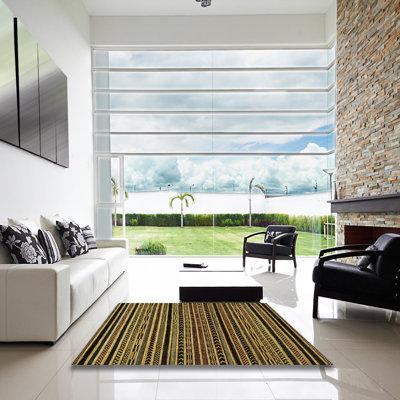 Black/Brown/Green Area Rug - Foundry Select 100% Machine Washable Abstract 2313 Area Rug Polyester/Chenille in Black/Brown/Green | Wayfair
