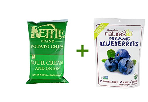 Kettle Foods Krinkle Cut Potato Chips Sour Cream and Onion -- 8.5 Oz, ( 4 PACK ), Nature's All Foods Organic Freeze-Dried Raw Blueberries -- 1.2 Oz thumbnail