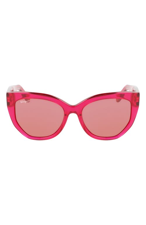 Ferragamo, Sunglasses, Female, Red, ONE SIZE, Red Acetate Sunglasses with Pink Lenses