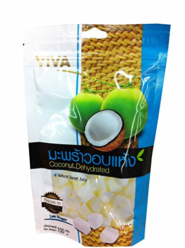 4 Packs of Coconut Dehydrated, Natural Sweet Juicy. Premium Delicious Fruit Snack by Viva.(100 G/ Pack) thumbnail