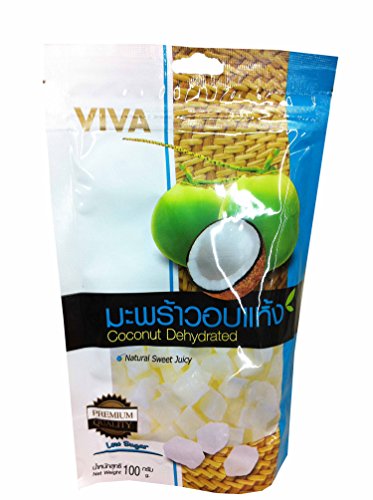 4 Packs of Coconut Dehydrated, Natural Sweet Juicy. Premium Delicious Fruit Snack by Viva.(100 G/ Pack) thumbnail
