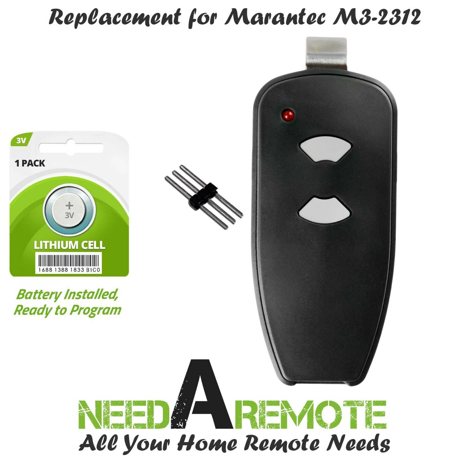 For Marantec M3-2312 (315 MHz) 2-button Garage Door Opener Remote, Gray