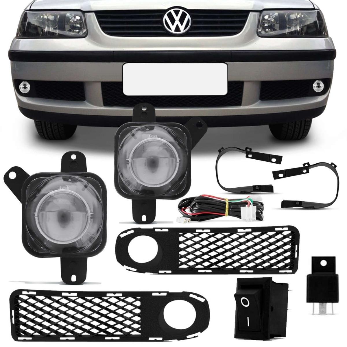 Kit Farol Milha Gol Parati Saveiro G3 2000 2001 2002 Fase 1 + Grade Colmeia