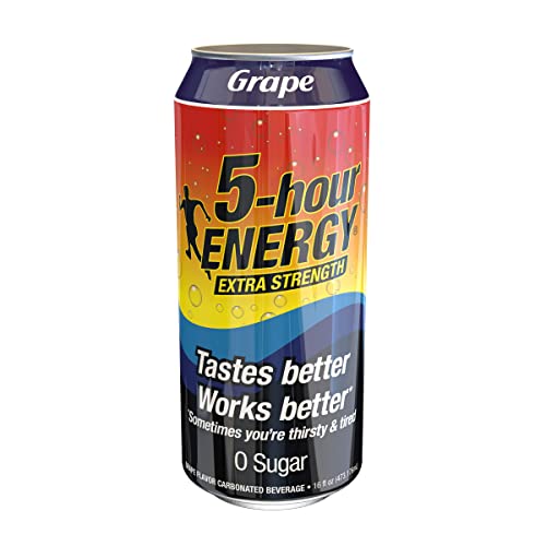 5-hour ENERGY Extra Strength Energy Drink | Grape Flavor | 16 Oz. Cans | 12 Count | Sugar-Free & Zero Calories | Vitamins & Amino Acids | Contains Car thumbnail