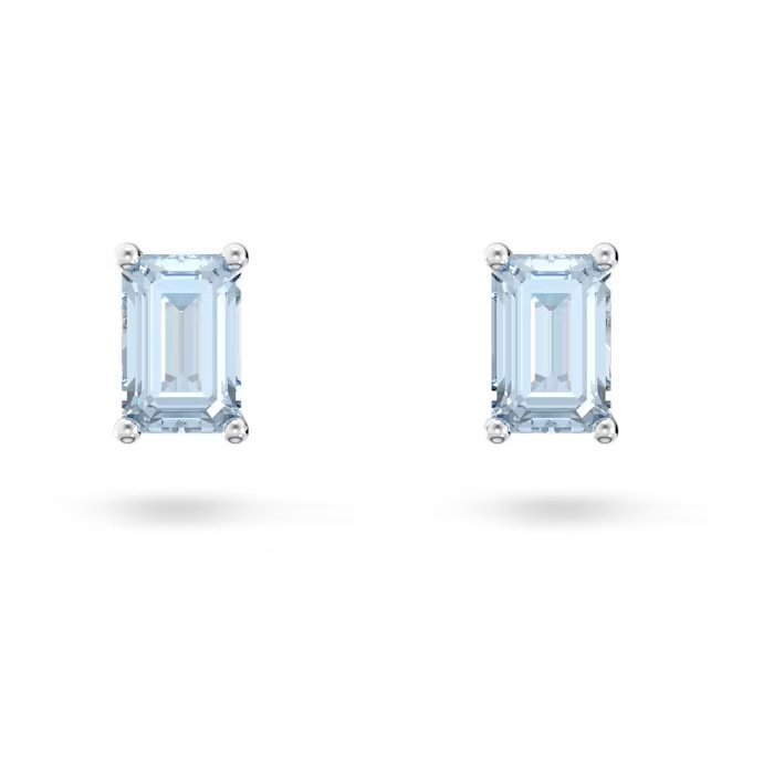 Swarovski Stilla Blue Stud Earrings - Silver