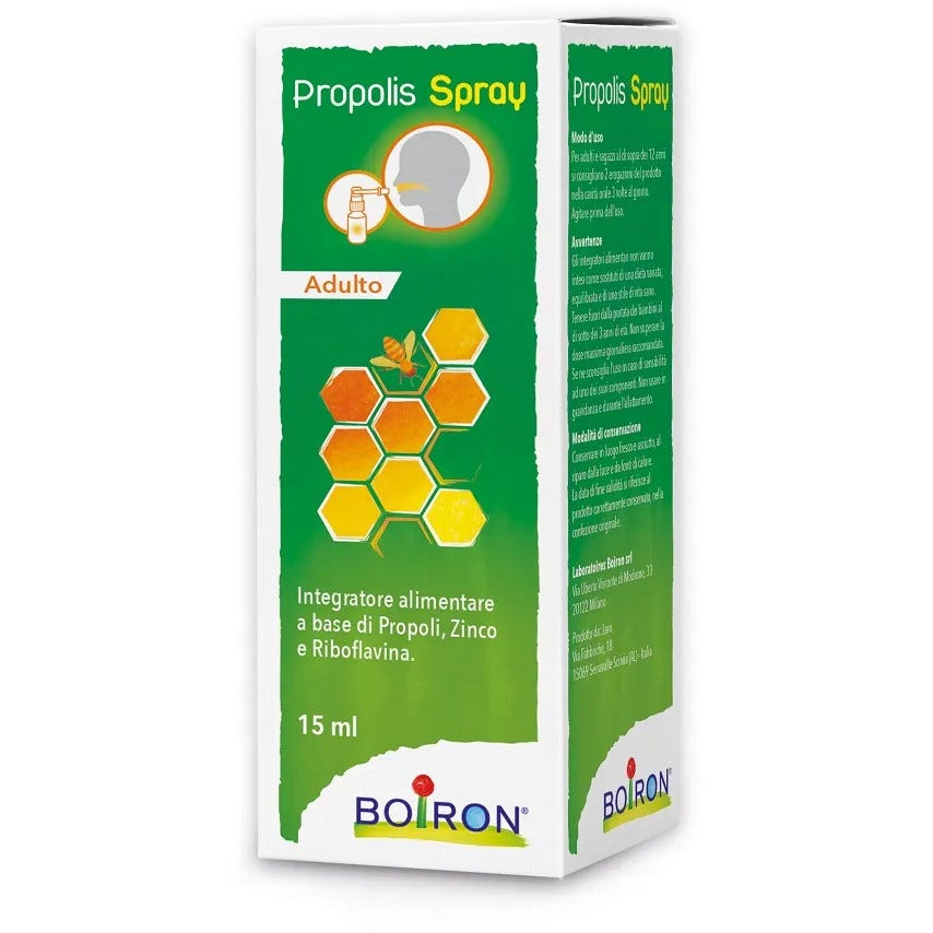 Boiron Propolis Spray per Adulti Con Propoli per Mal Di Gola 15 Ml