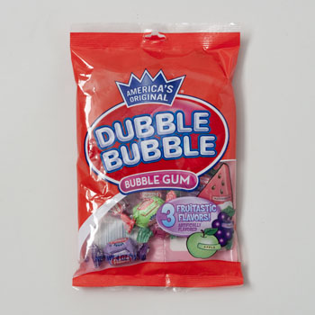 BUBBLE GUM DUBBLE BUBBLE 3 FRUIT FLAVORS DOUBLETWIST PCS PEG BAG  Case Pack of 12