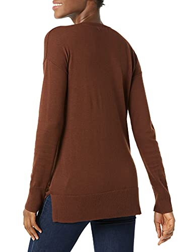 Amazon Essentials Women's Lightweight Long-Sleeve V-Neck Tunic Sweater (Available in Plus Size), Brown, Medium thumbnail