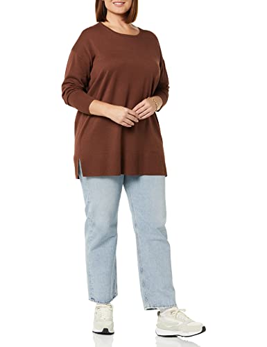 Amazon Essentials Women's Lightweight Long-Sleeve V-Neck Tunic Sweater (Available in Plus Size), Brown, Medium thumbnail