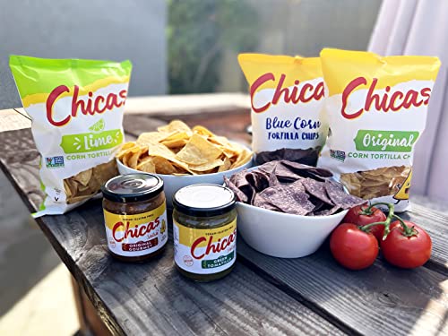 Chicas Original Corn Tortilla Chips, Seasoned with Sea Salt & Hint of Bright Citrus, No Cholesterol or Trans Fat, Gluten Free & Vegan, 8-Ounce Bag (Pa thumbnail