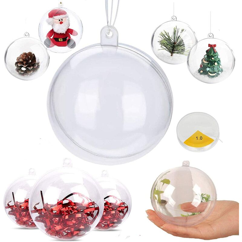 Minkurow - Lot De 10 Boules De Noël à Remplir Soi-même En Acrylique 4 à 12 Cm - 4cm
