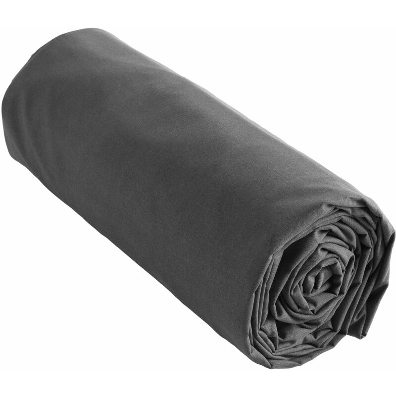 Drap Housse 100% Coton 57 Fils Bonnet 30 Cm Ambre - Gris Poivre 200x200