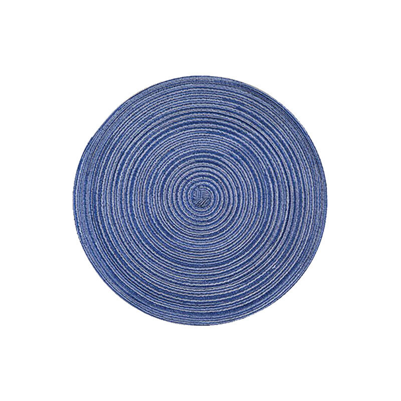 6pcs Sets De Table Ronds En Coton Lavables Résistant à La Chaleur Sets De Table Antidérapants Noël Rond Bleu Sets De Table Décor Pour La Fête De