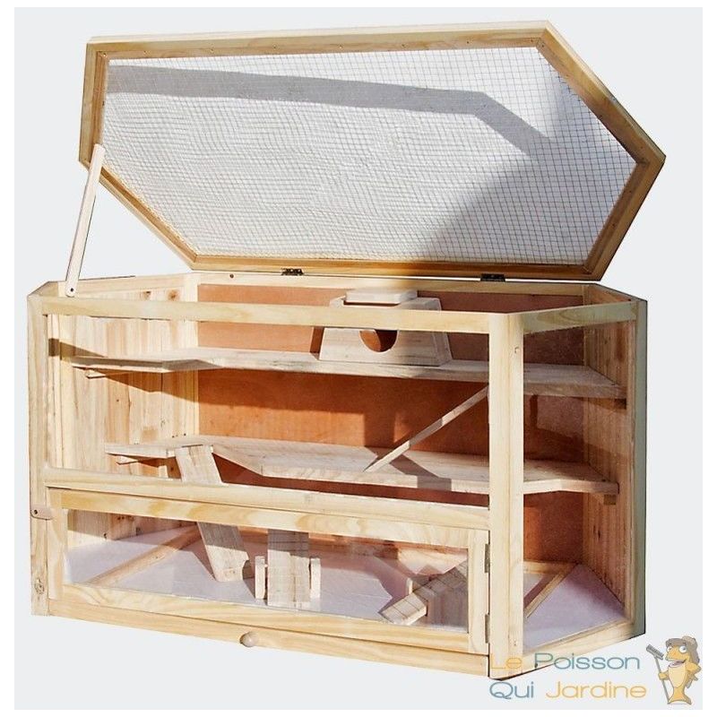 Clapier Ou Cabane, 2 Étages, Pour Petits Rongeurs, En Bois, 115 Cm. - Bois