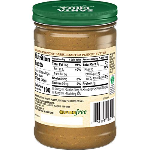 Santa Cruz Organic Crunchy Dark Roasted Peanut Butter, 16 Ounces thumbnail