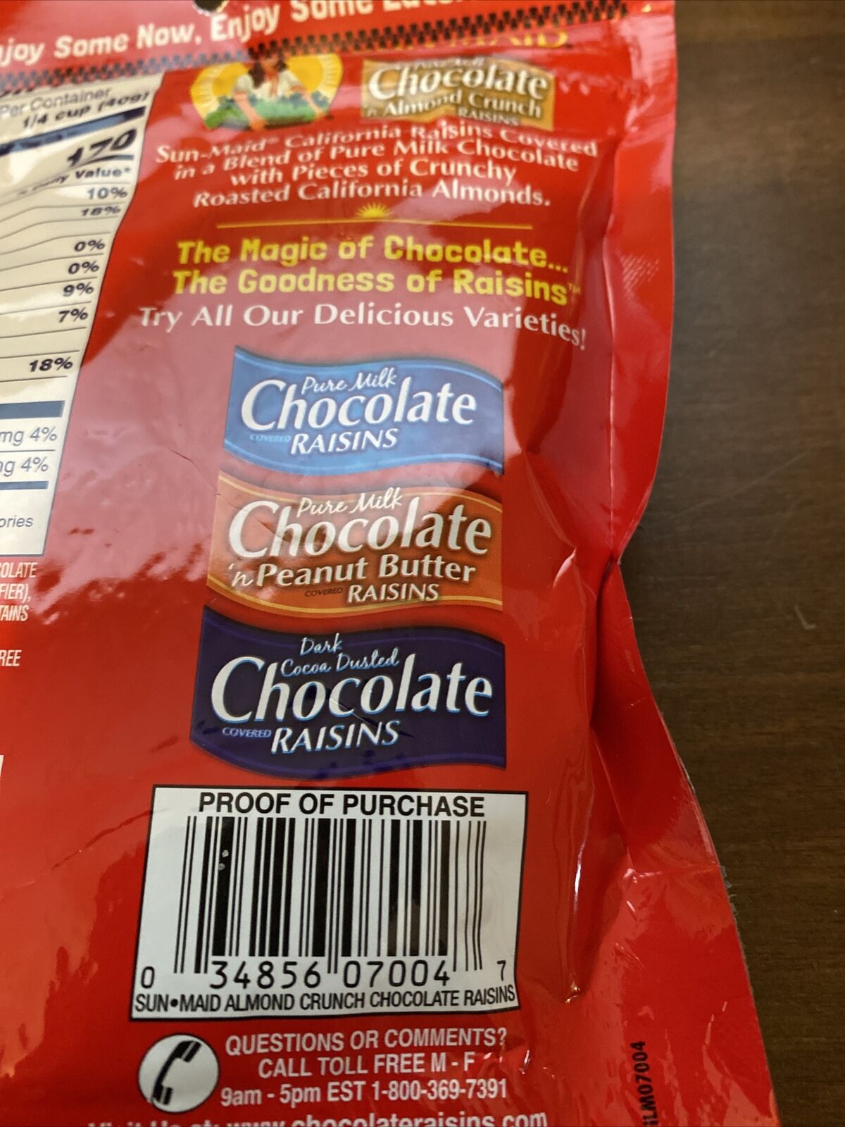 1 Sun Maid Pure Milk Chocolate and Almond Crunch  Raisins  Candy 7 Oz thumbnail