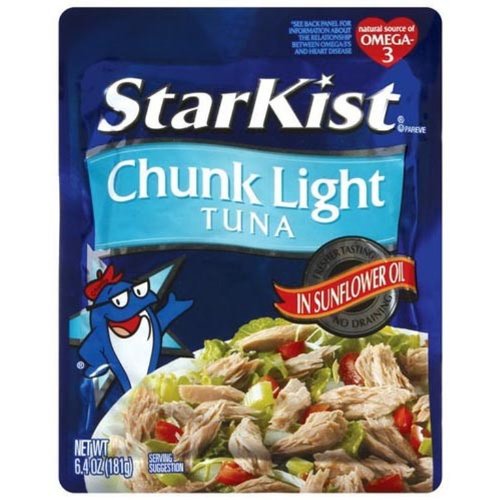 FODMAPs, Gluten & More StarKist Chunk Light Tuna in Sunflower Oil 6.4 oz Pouch (Pack of 12