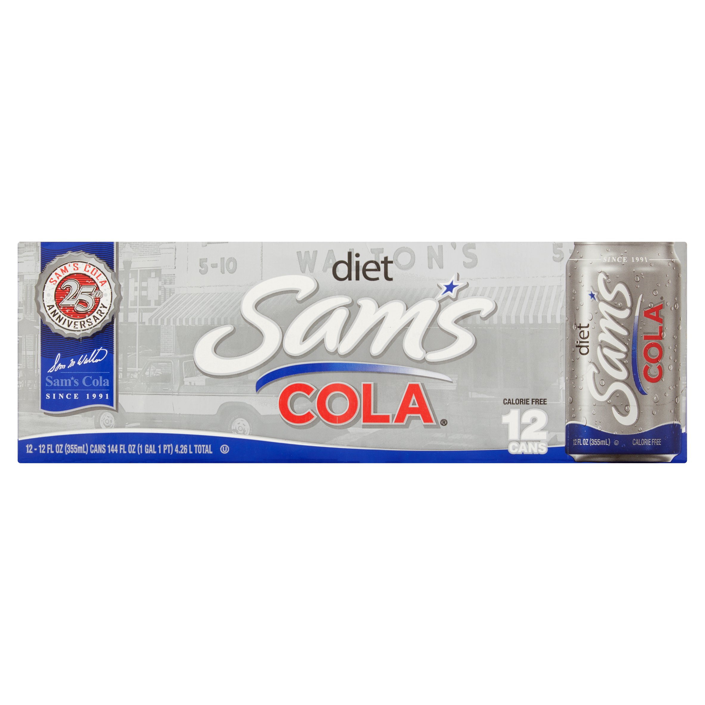Diet Sam S Cola Soda Pop  12 Fl Oz  12 Pack Cans