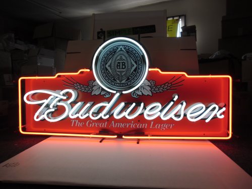 Retro Iconic Budweiser Anheuser Busch the Great American Lager Beer 49X24 Bar Neon Light Sign