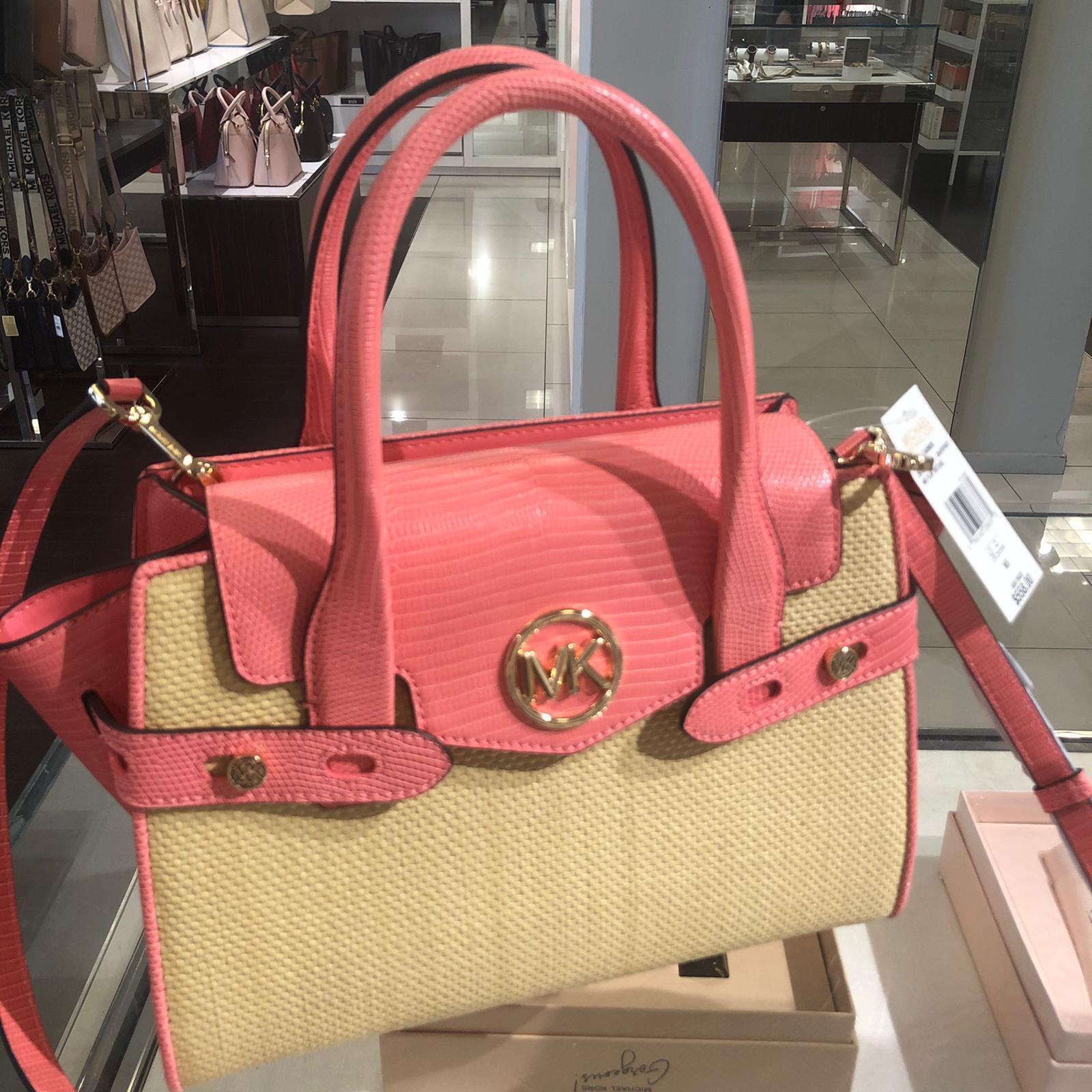 Michael Kors Carmen Medium Flap Satchel Signature Mk Logo Pvc Bag Handbag