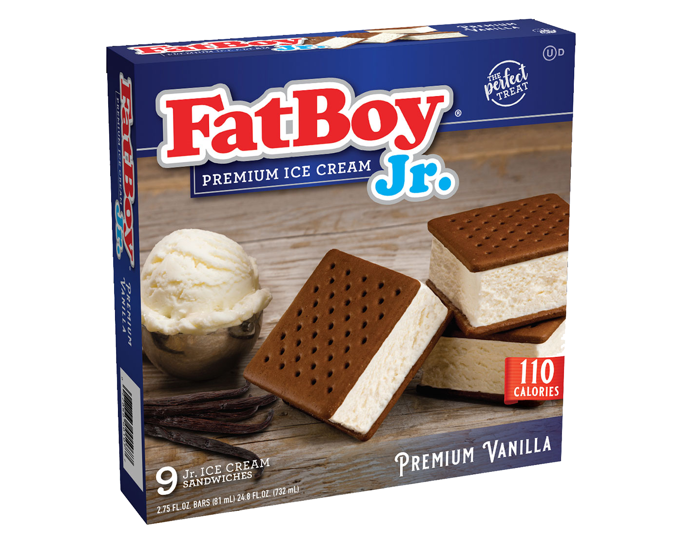 Fat-Boy Jr., Mini Ice Cream Sandwich, Premium Vanilla