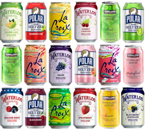 Waterloo Sparkling Water Sparkling Water Assorted Variety Sampler - Flavored Seltzer Drinking Water Beverage Naturally Essenced - 12 Fl Oz Cans (18 12