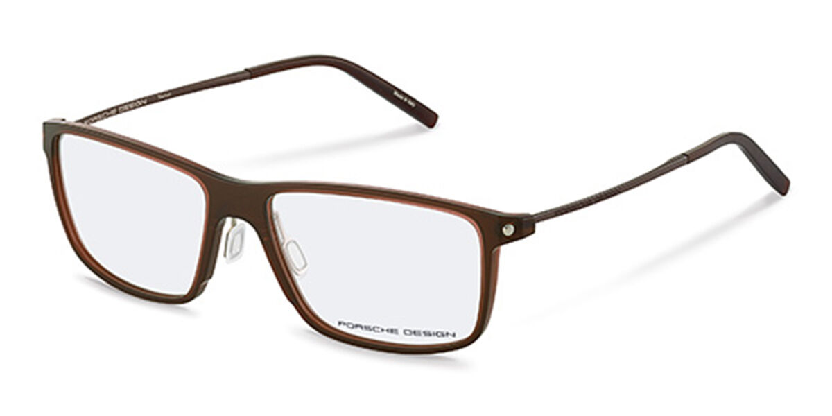 Porsche Design, Glasses, Male, Brown, ONE SIZE, Brown Trapezium Optical Frames with Case thumbnail