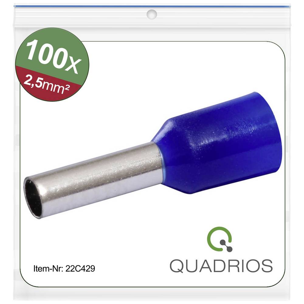 Quadrios 22C429 Ferrule 2.5 Mm² Blue Set Insulated Wire End Sleeves