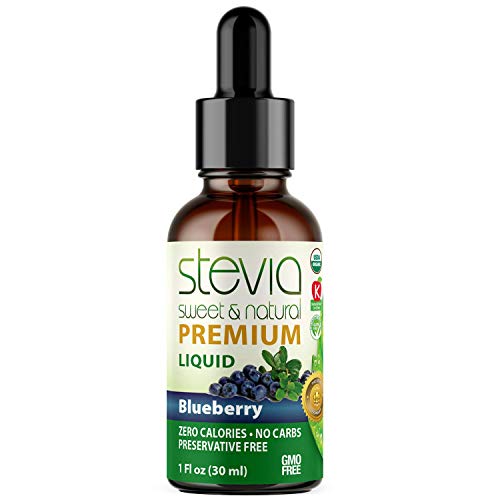 Blueberry Premium Quality Stevia Drops | Organic Liquid Stevia | Best Sugar Substitute | 100% Pure Extract | All Naturally Sweet | Non-Bitter, 0 Calor