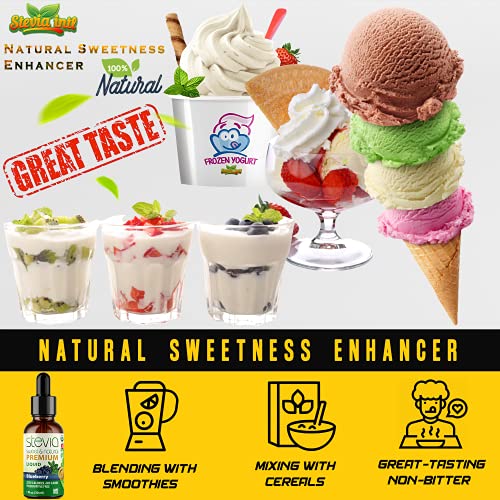 Blueberry Premium Quality Stevia Drops | Organic Liquid Stevia | Best Sugar Substitute | 100% Pure Extract | All Naturally Sweet | Non-Bitter, 0 Calor thumbnail