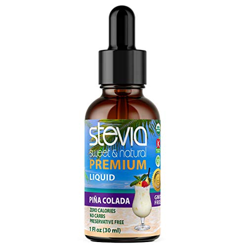 Pina Colada Premium Stevia Drops. Organic Liquid Stevia, Best Sugar Substitute, 100% Pure Extract, Natural Sweet, Great-Tasting, Non-Bitter, 0 Calorie
